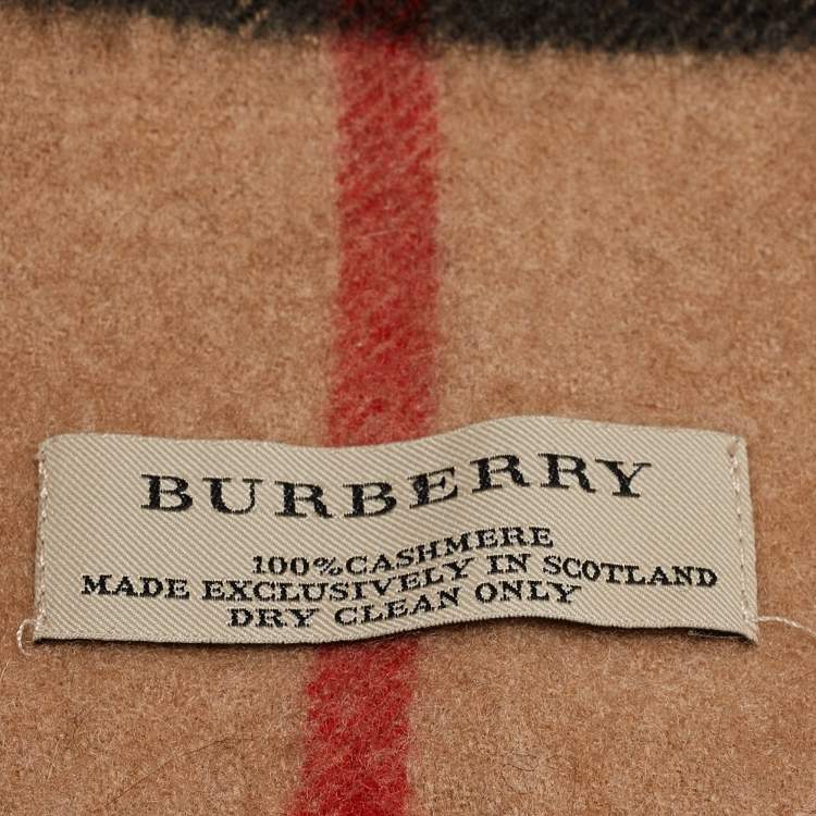 Pre Owned Burberry Beige Nova Check Cashmere Fringed Scotland Scarf