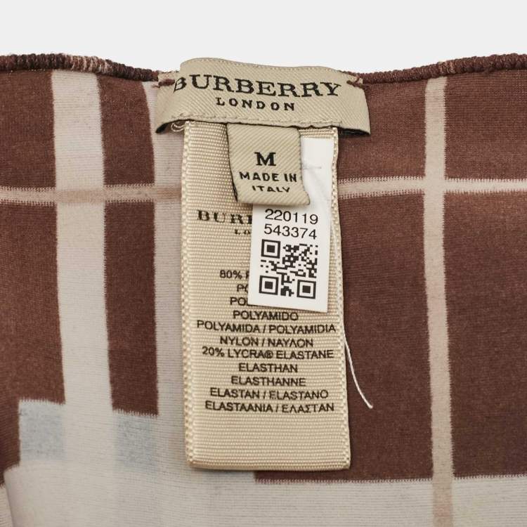 Pre Owned Burberry Brown Checked Jersey Triangular Scarf Top M
