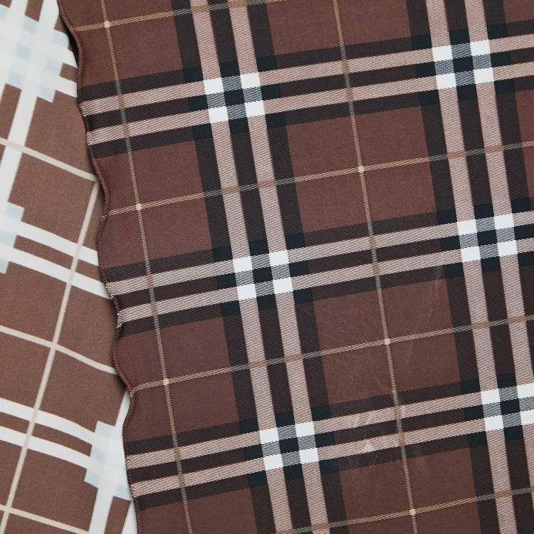 Pre Owned Burberry Brown Checked Jersey Triangular Scarf Top M