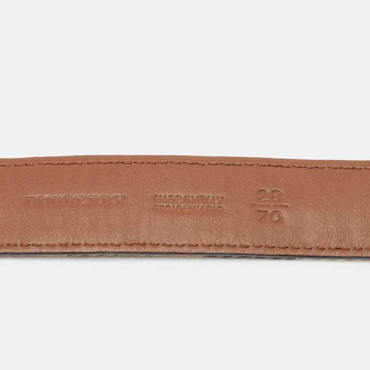 Pre Owned Burberry Brown/Beige Super Nova Check Canvas and Leather Upshall Belt 70CM