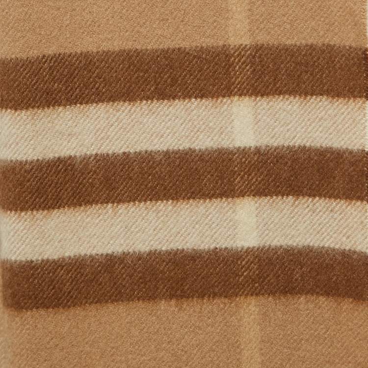 Pre Owned Burberry Beige Checked Cashmere Stole 