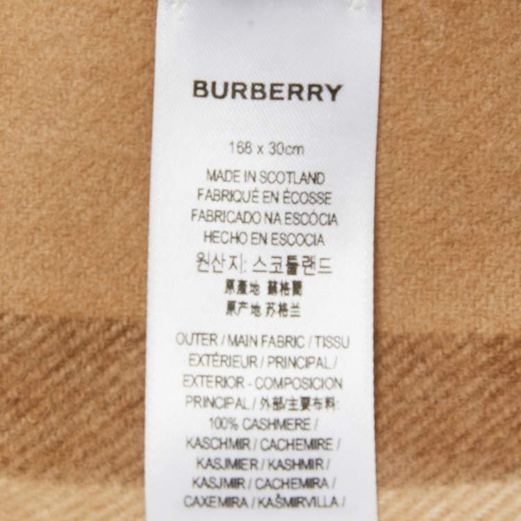 Pre Owned Burberry Beige Checked Cashmere Stole 
