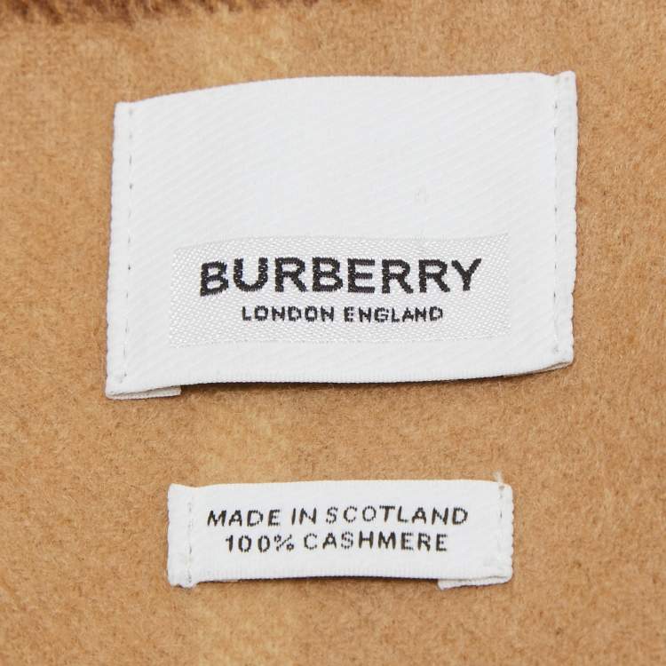 Pre Owned Burberry Beige Checked Cashmere Stole 