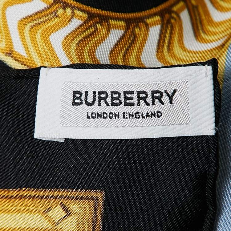 Pre Owned Burberry Blue Astrological Print Silk Square Scarf