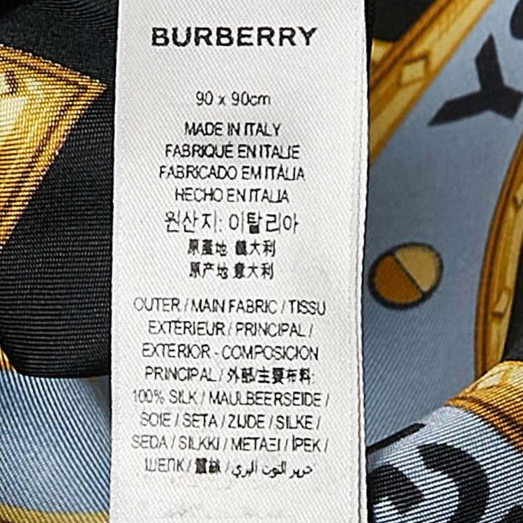 Pre Owned Burberry Blue Astrological Print Silk Square Scarf