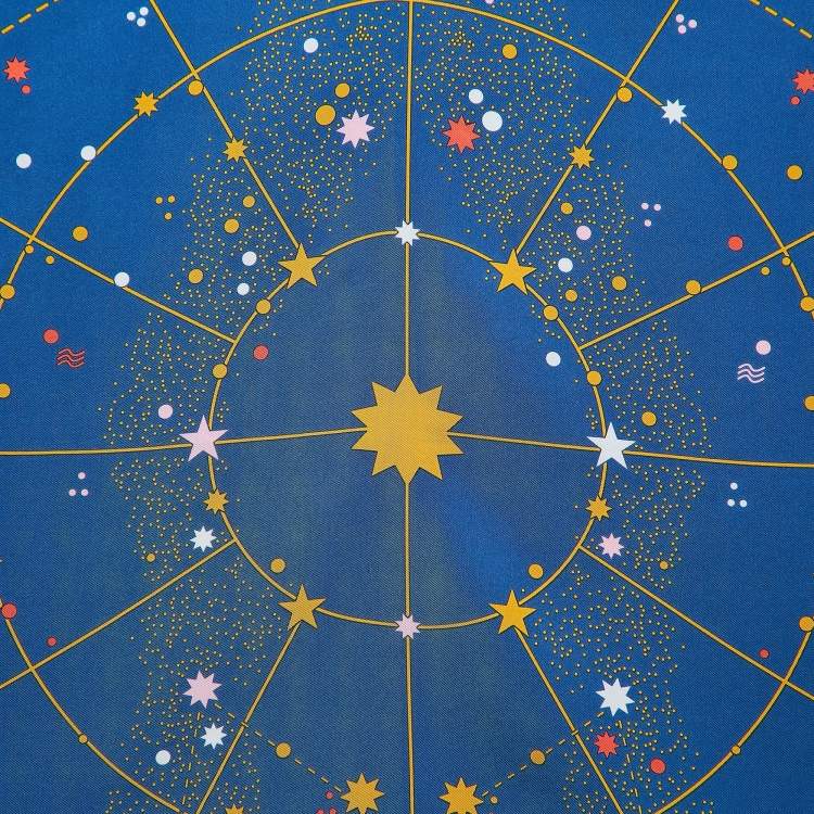 Pre Owned Burberry Blue Astrological Print Silk Square Scarf