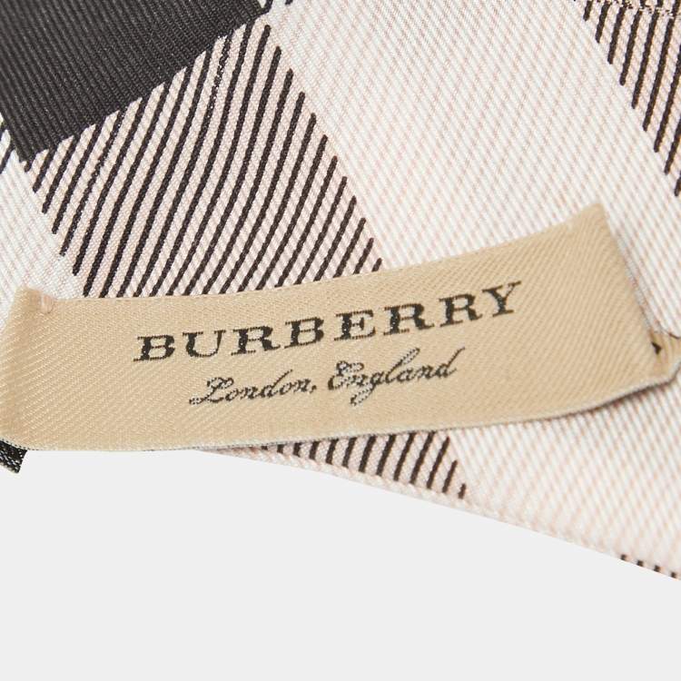 Pre Owned Burberry Pink Vintage Checks Silk Bandaeu Scarf