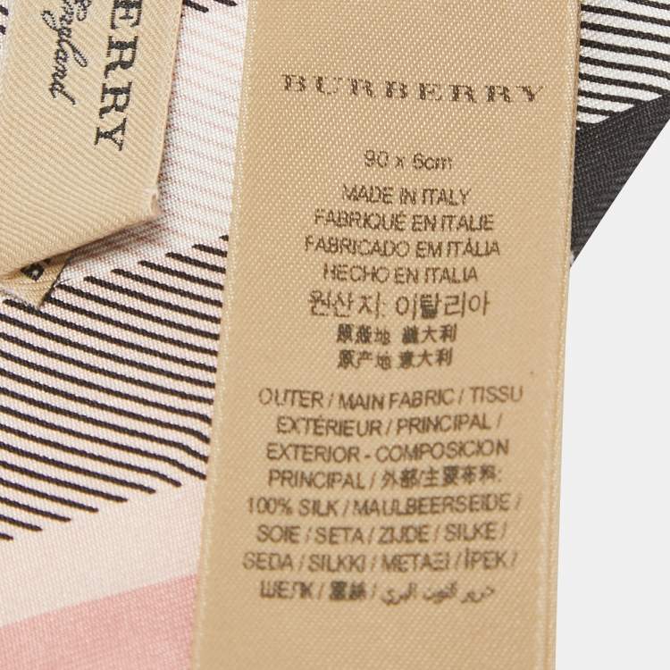 Pre Owned Burberry Pink Vintage Checks Silk Bandaeu Scarf