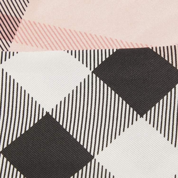 Pre Owned Burberry Pink Vintage Checks Silk Bandaeu Scarf