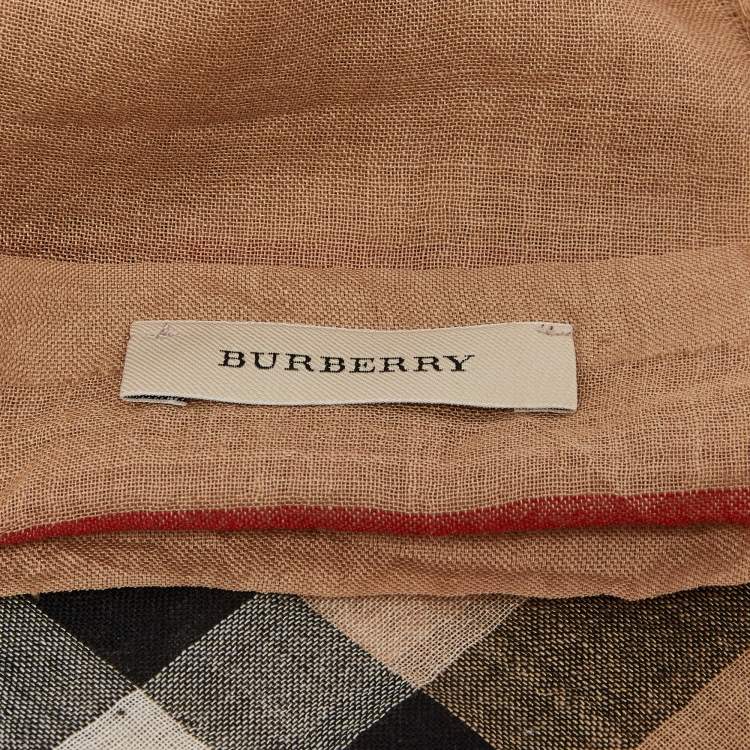 Pre Owned Burberry Beige Nova Check Silk & Wool Scarf