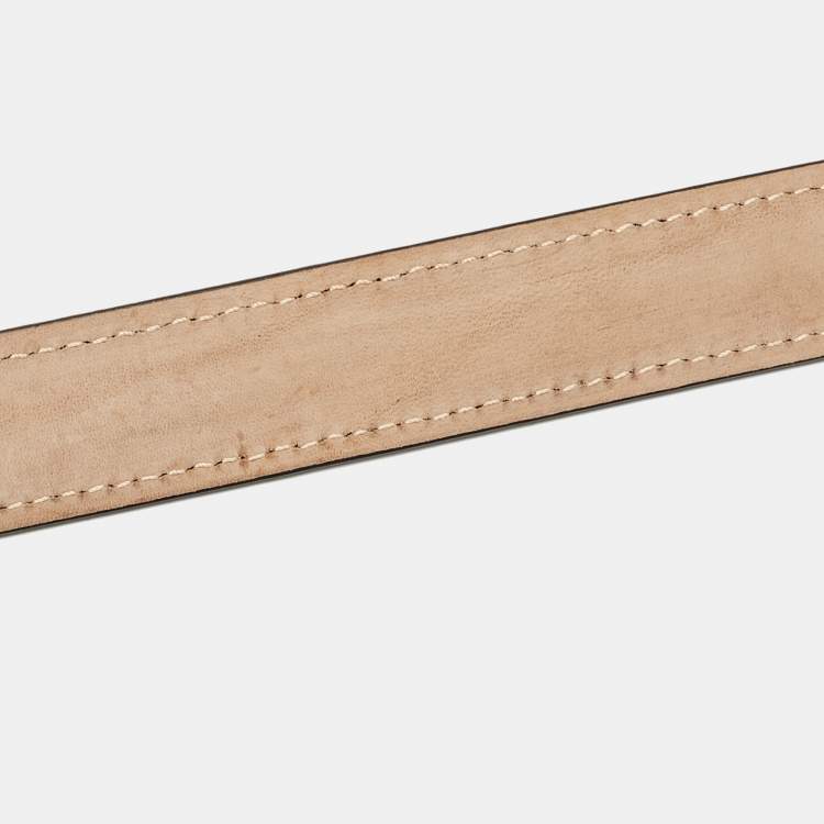Pre Owned Burberry Black Check Embossed Leather Slim Belt 85 CM