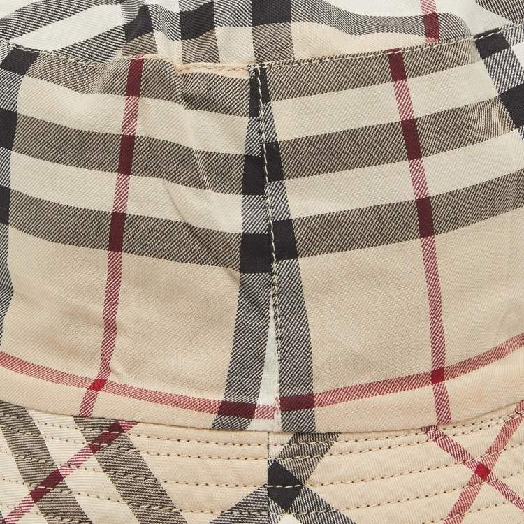 Pre Owned Burberry Beige Vintage Check Cotton Bucket Hat