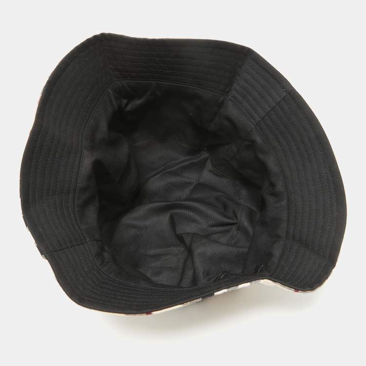 Pre Owned Burberry Beige Vintage Check Cotton Bucket Hat