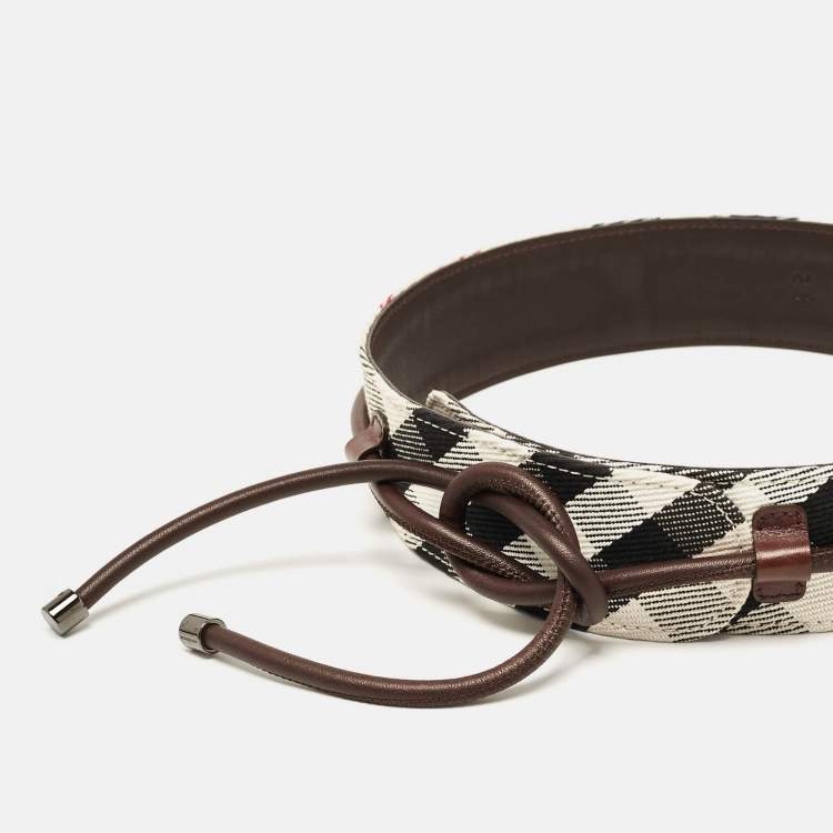 Pre Owned Burberry Beige/Brown Mega Nova Check Canvas and Leather Waist Belt 70 CM