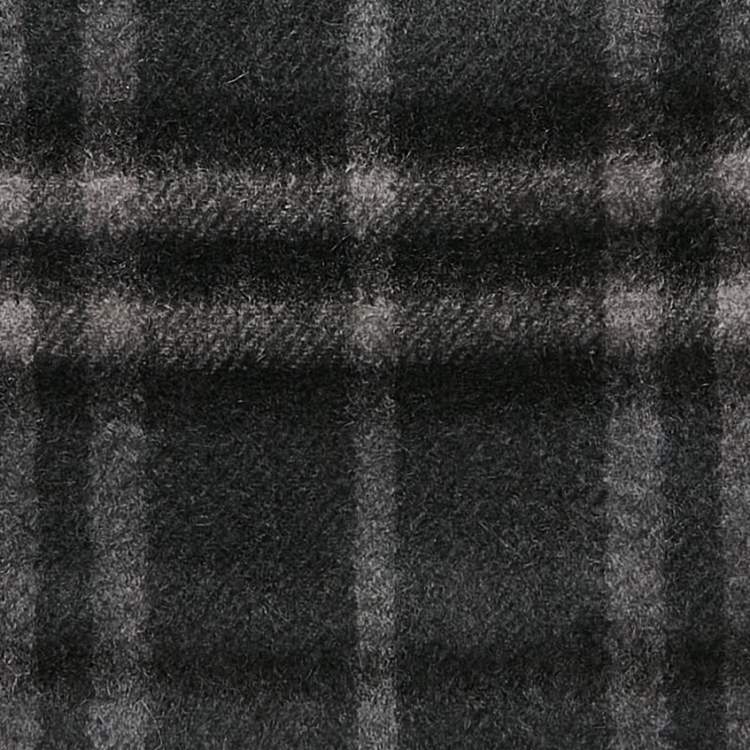 Pre Owned Burberry Dark Grey Checked Cashmere Fringed Stole