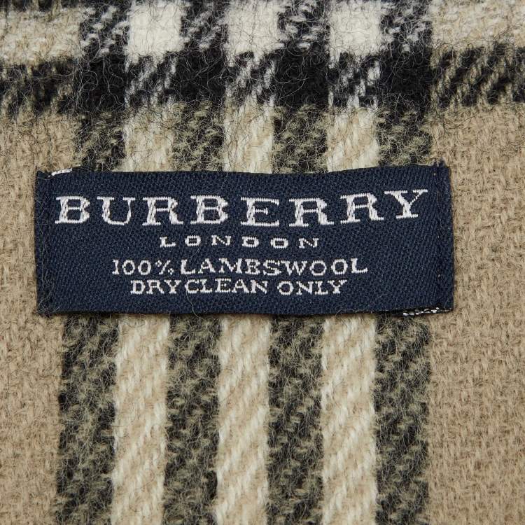 Pre Owned Burberry Beige Vintage Check Lambwool Scarf