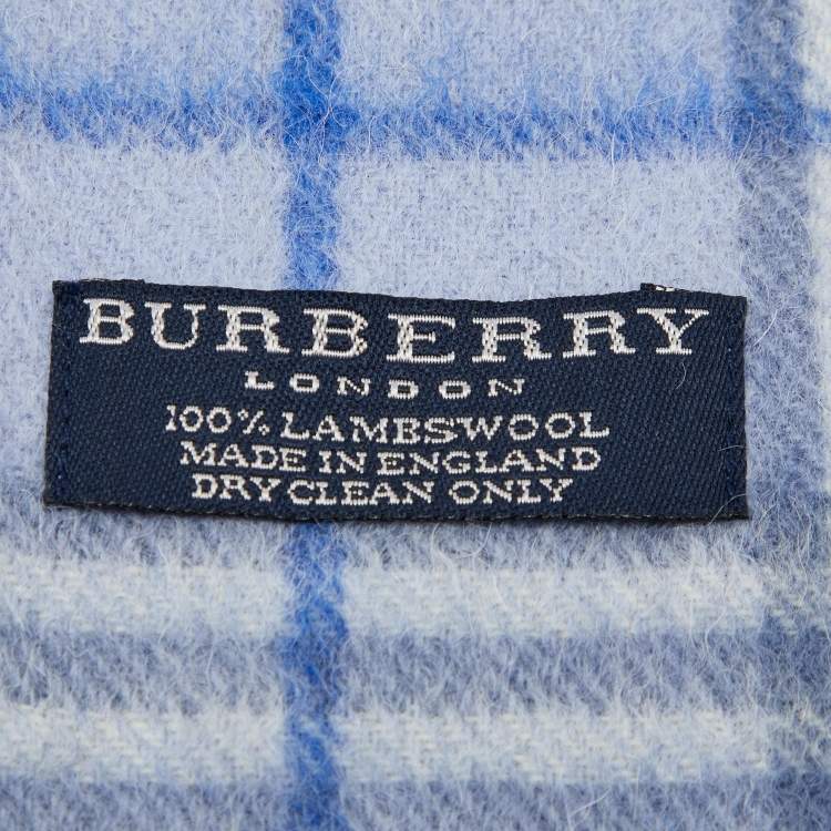 Pre Owned Burberry Blue Vintage Check Lambwool Scarf