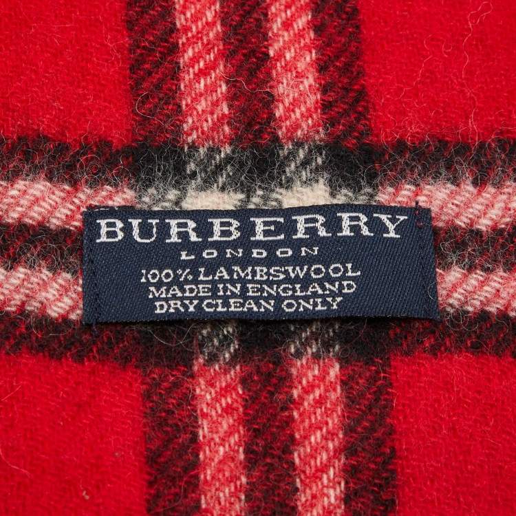 Pre Owned Burberry Red Vintage Check Lambwool Stole