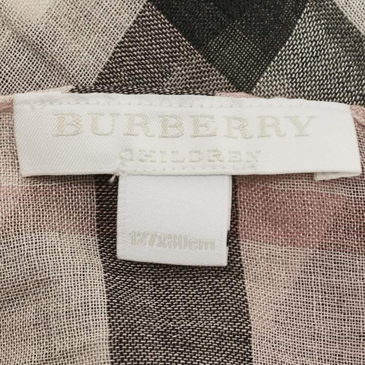 Pre Owned Burberry Children Pink Check Cotton Voile Scarf
