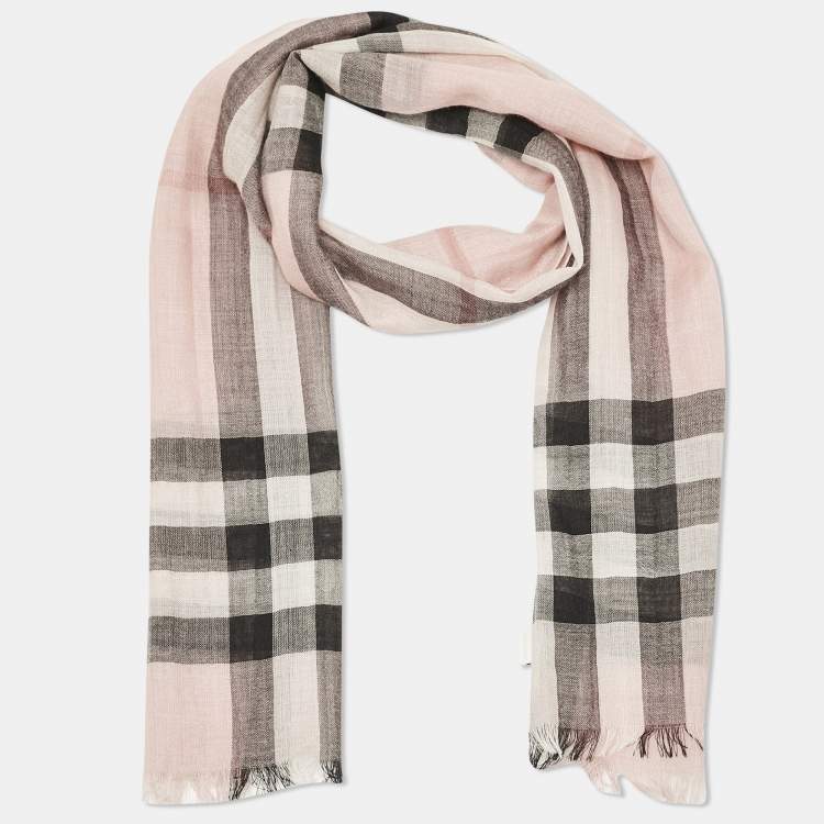 Pre Owned Burberry Children Pink Check Cotton Voile Scarf
