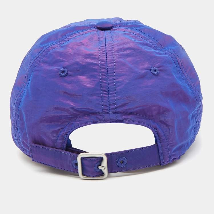Pre Owned Burberry Iridescent Blue Equestrian Knight Patch Nylon Baseball Cap M
