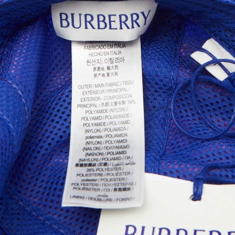 Pre Owned Burberry Iridescent Blue Equestrian Knight Patch Nylon Baseball Cap M