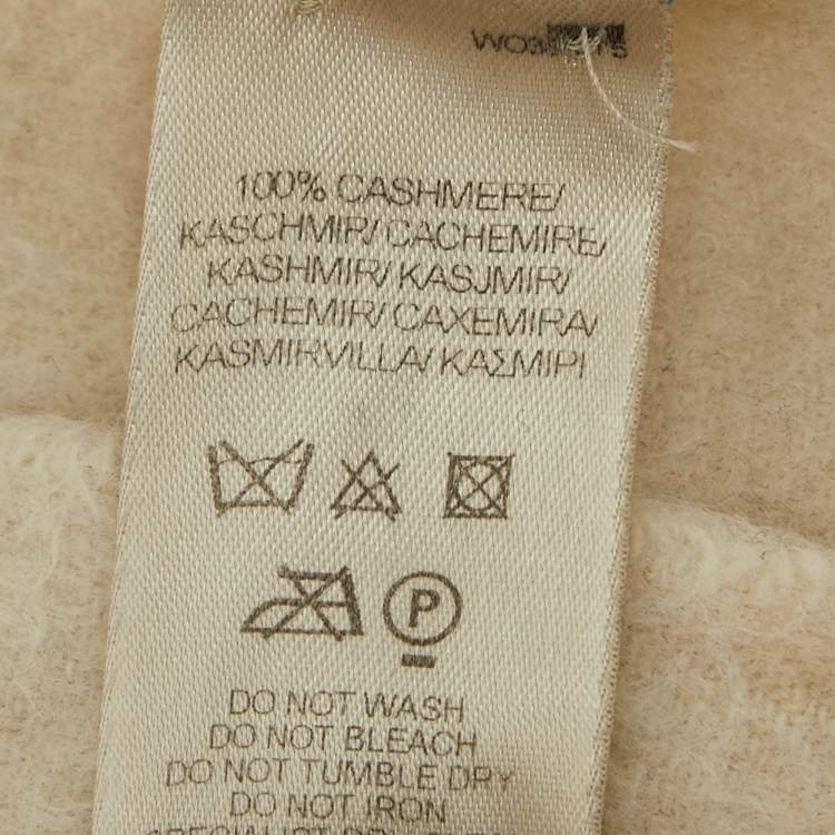 Pre Owned Burberry Beige Checked Cashmere Fringed Scarf 