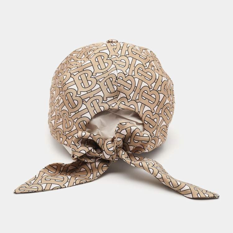 Pre Owned Burberry Monogram Print Silk Bow-Tie Baseball Cap S/M