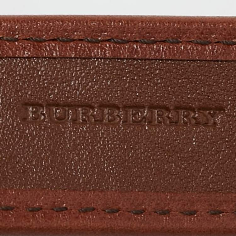 Pre Owned Burberry Beige/Brown House Check Canvas and Leather Buckle Belt 90 CM
