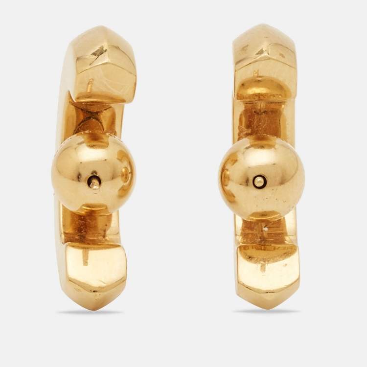 Pre Owned Burberry Gold Tone Hoop Earrings