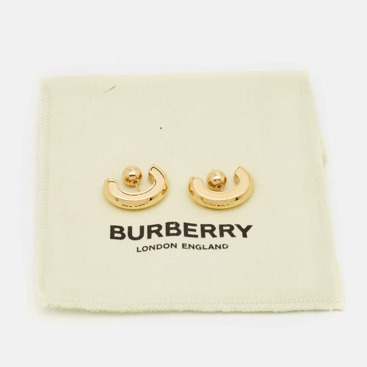 Pre Owned Burberry Gold Tone Hoop Earrings