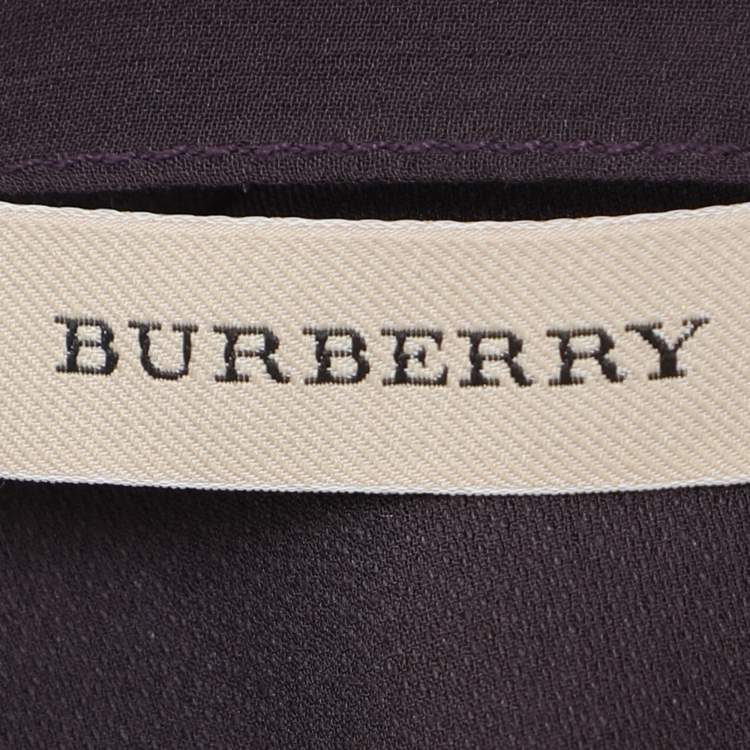 Pre Owned Burberry Purple Silk  and Wool Fringe Scarf