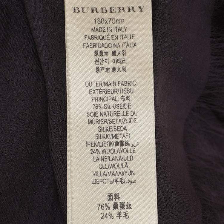 Pre Owned Burberry Purple Silk  and Wool Fringe Scarf