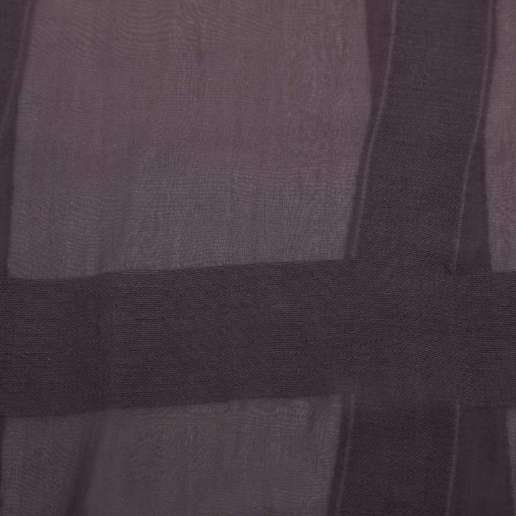Pre Owned Burberry Purple Silk  and Wool Fringe Scarf