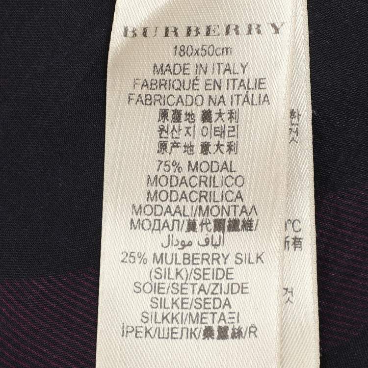 Pre Owned Burberry Purple Modal and Silk Scarf