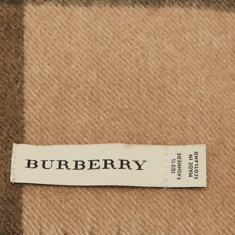 Pre Owned Burberry Brown Giant Checked Cashmere Stole