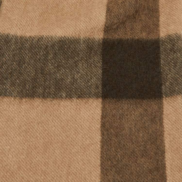 Pre Owned Burberry Brown Giant Checked Cashmere Stole