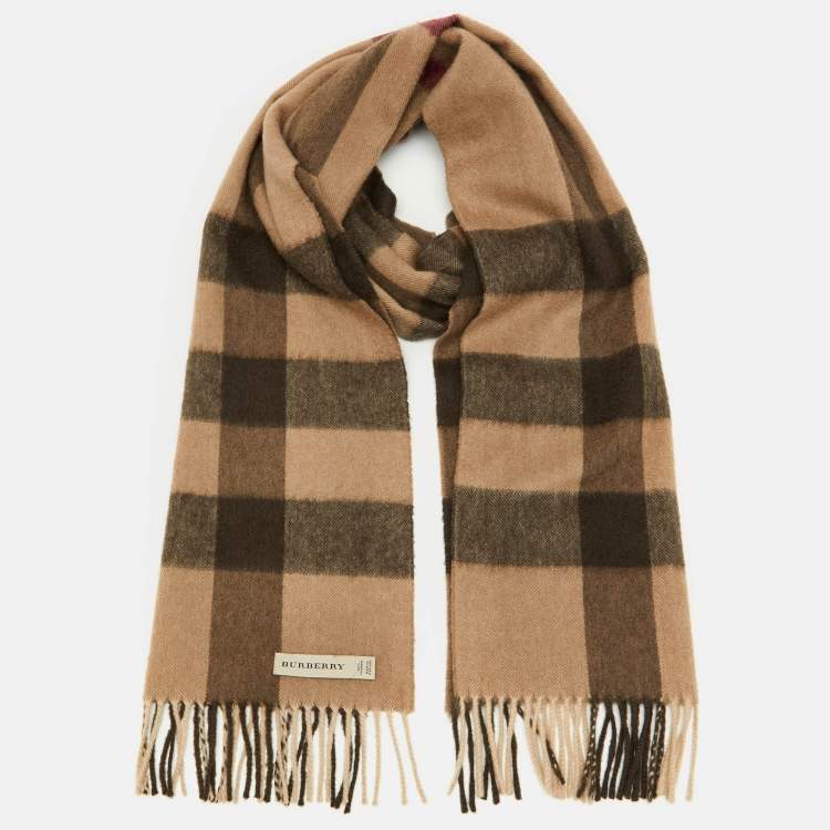 Pre Owned Burberry Brown Giant Checked Cashmere Stole