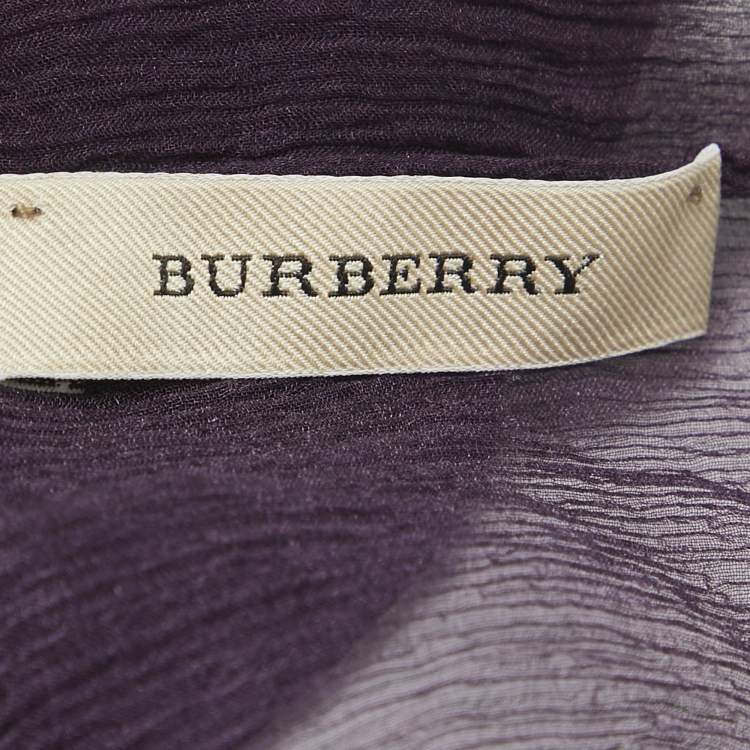 Pre Owned Burberry Purple Checked Chiffon Scarf