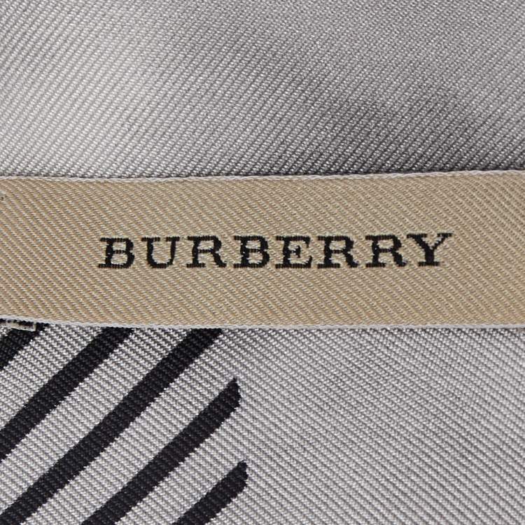 Pre Owned Burberry Black Checked Silk Scarf