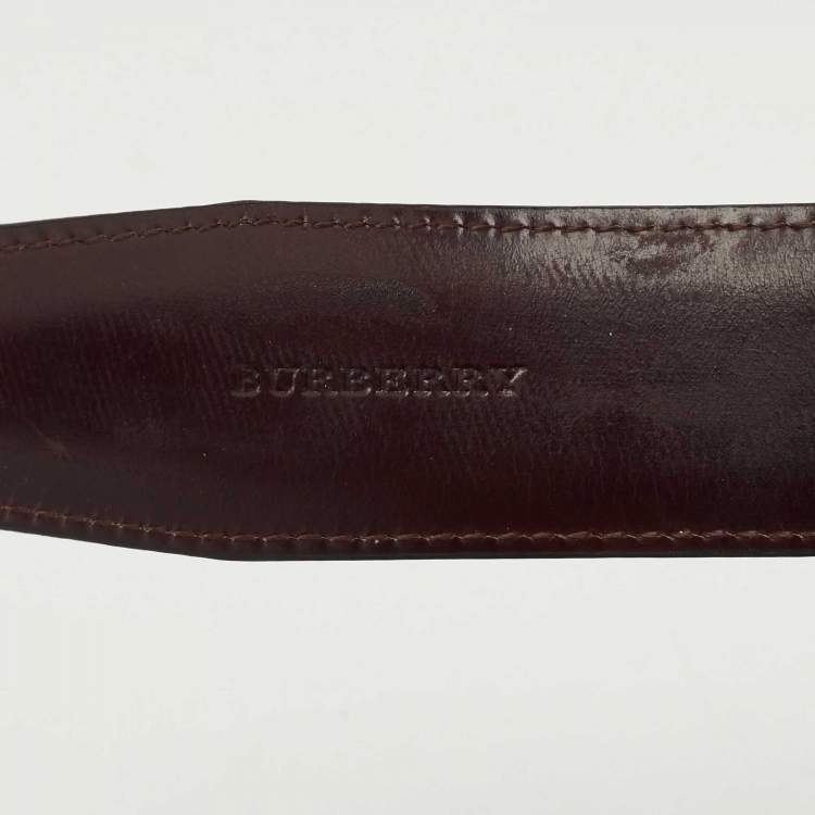 مملوكة مسبقًا Burberry Black/Brown Leather Reversible Belt 95 CM