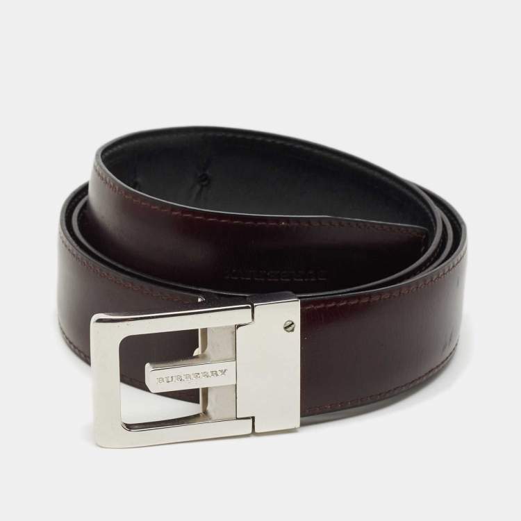 مملوكة مسبقًا Burberry Black/Brown Leather Reversible Belt 95 CM