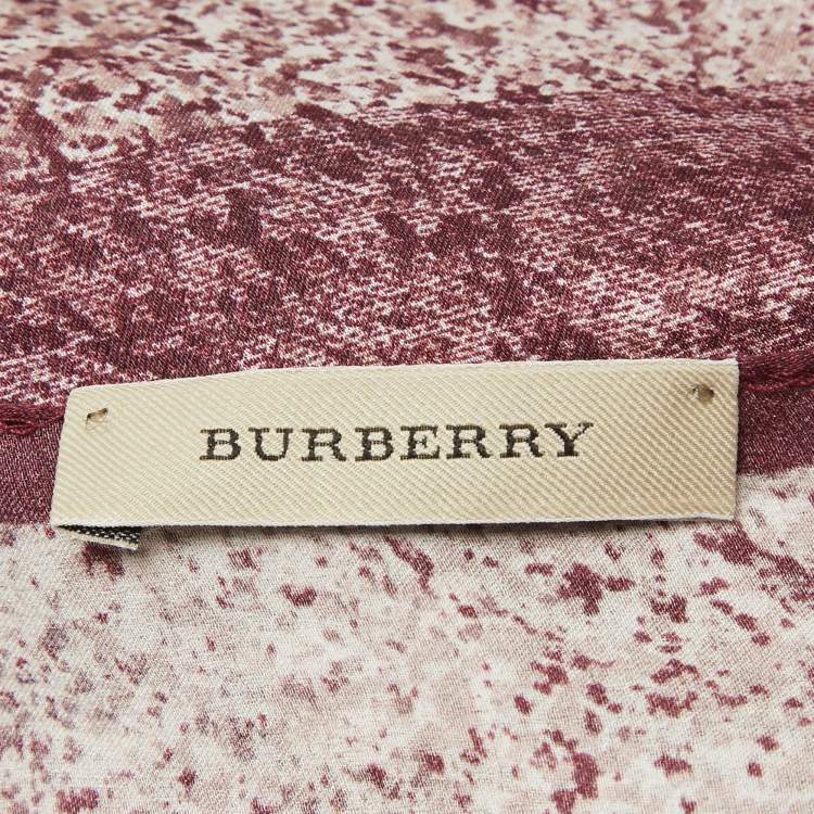 Pre Owned Burberry Pink Checks Silk Scarf 