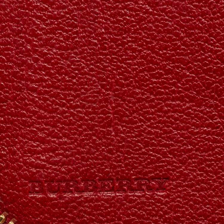 Pre Owned Burberry Red Leather Zip Around iPad Case