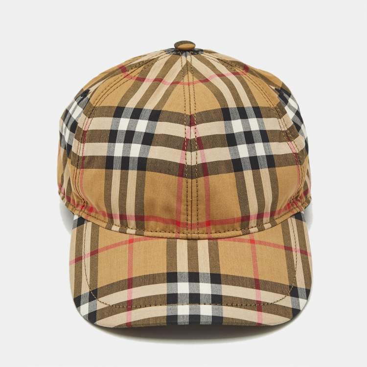 Pre Owned Burberry Beige Checks Cotton Baseball Cap S/M