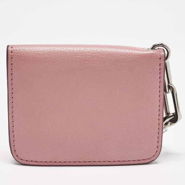 Pre Owned Burberry Pink Leather Motif Card Case Bag Charm