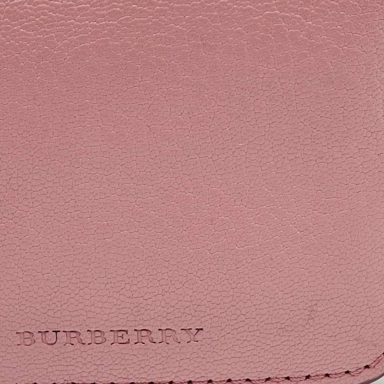 Pre Owned Burberry Pink Leather Motif Card Case Bag Charm