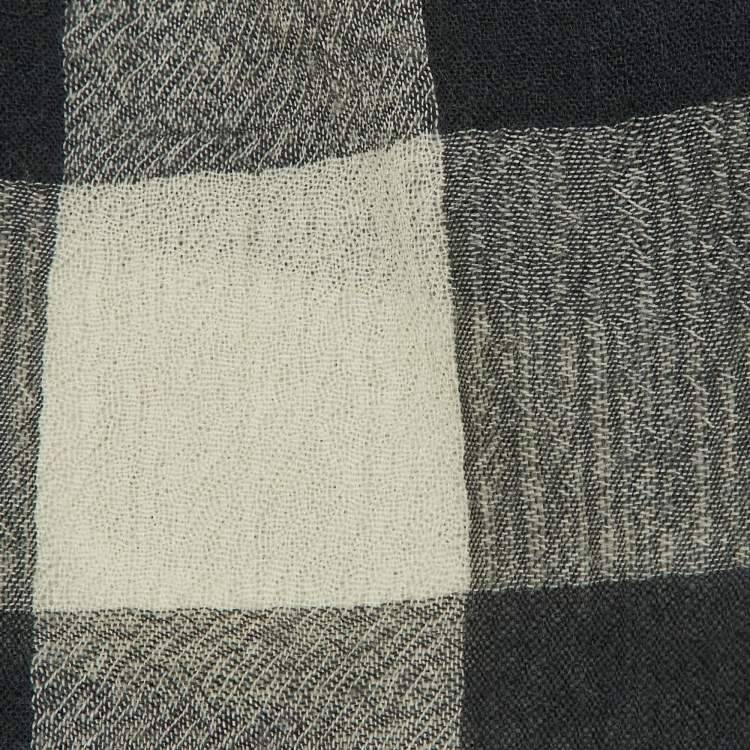 Pre Owned Burberry Beige Giant Check Wool and Silk Scarf