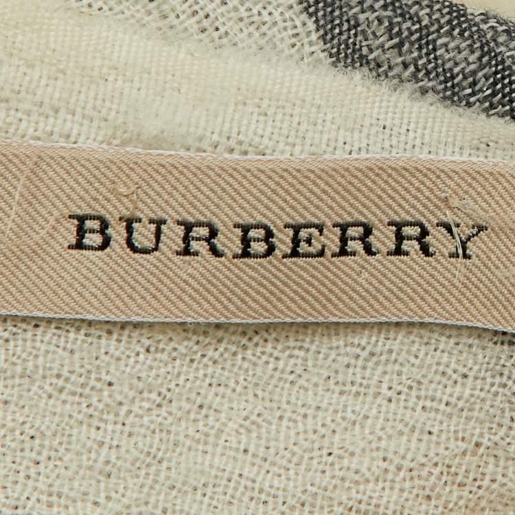 Pre Owned Burberry Beige Giant Check Wool and Silk Scarf
