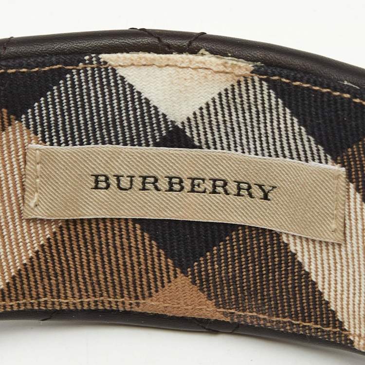 Pre Owned Burberry Brown Quilted Leather Headband 
